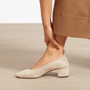 Everlane The Day Heel in Natural Suede